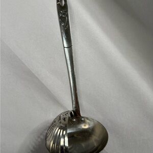 Vintage Stainless Steel Split Ladle Slotted Strainer Mid Century Kitchen Tool